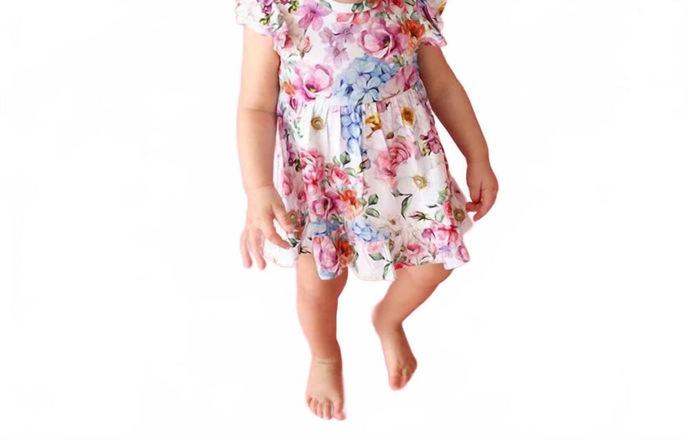 NEW POSH PEANUT girls cynthia ruffled bodysuit dress in floral